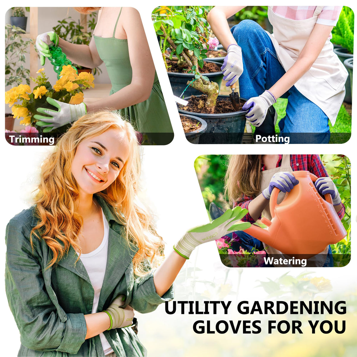 COOLJOB 6 Pairs Gardening Gloves for Women Ladies, Breathable Rubber Coated for Yard Garden, Outdoor Indoor Protective Work with Grip, Medium Size, Red & Green Father Jim Norris notebooks