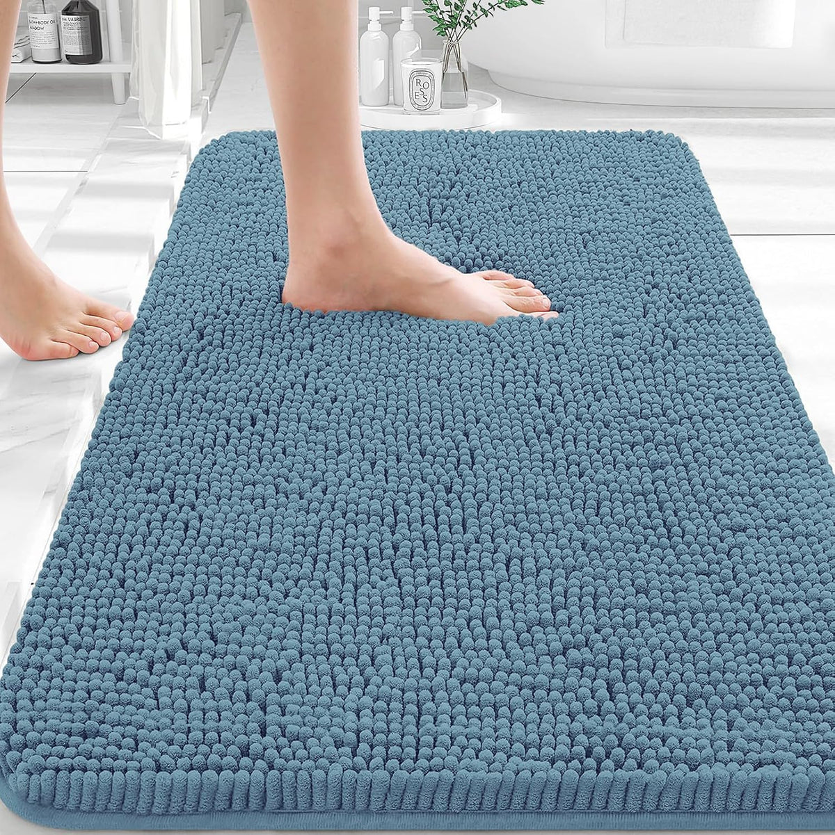 OLANLY Toilet Rugs U-Shaped 20x20,, Soft Absorbent Chenille Contour Rugs