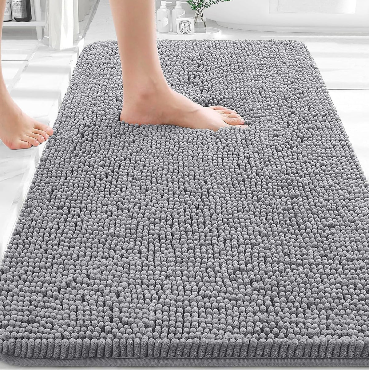 OLANLY Toilet Rugs U-Shaped 20x20,, Soft Absorbent Chenille Contour Rugs