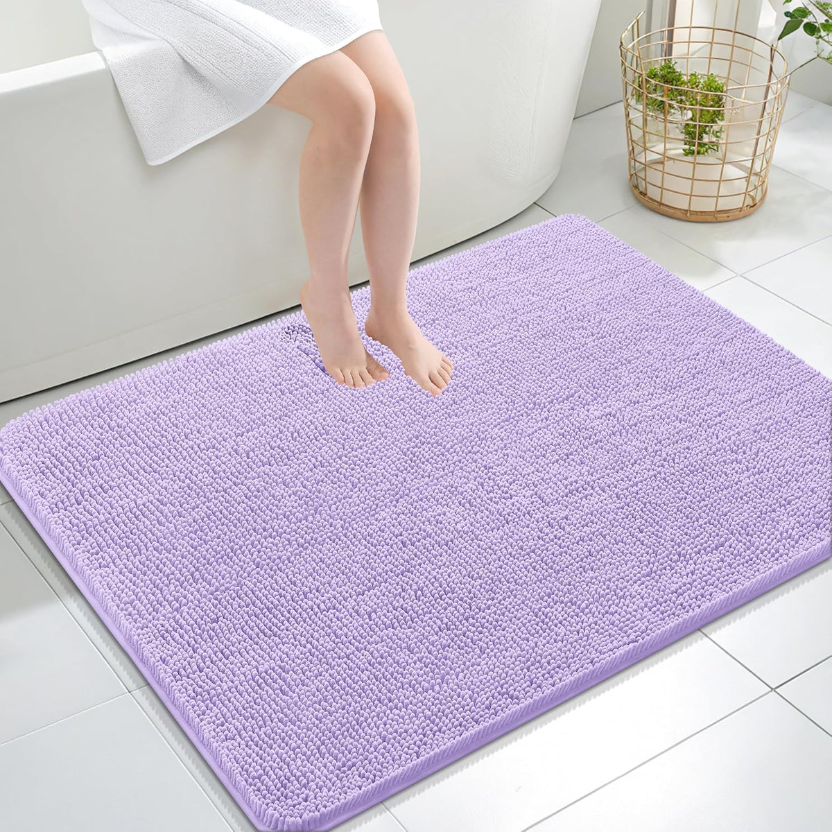 OLANLY Toilet Rugs U-Shaped 20x20,, Soft Absorbent Chenille Contour Rugs