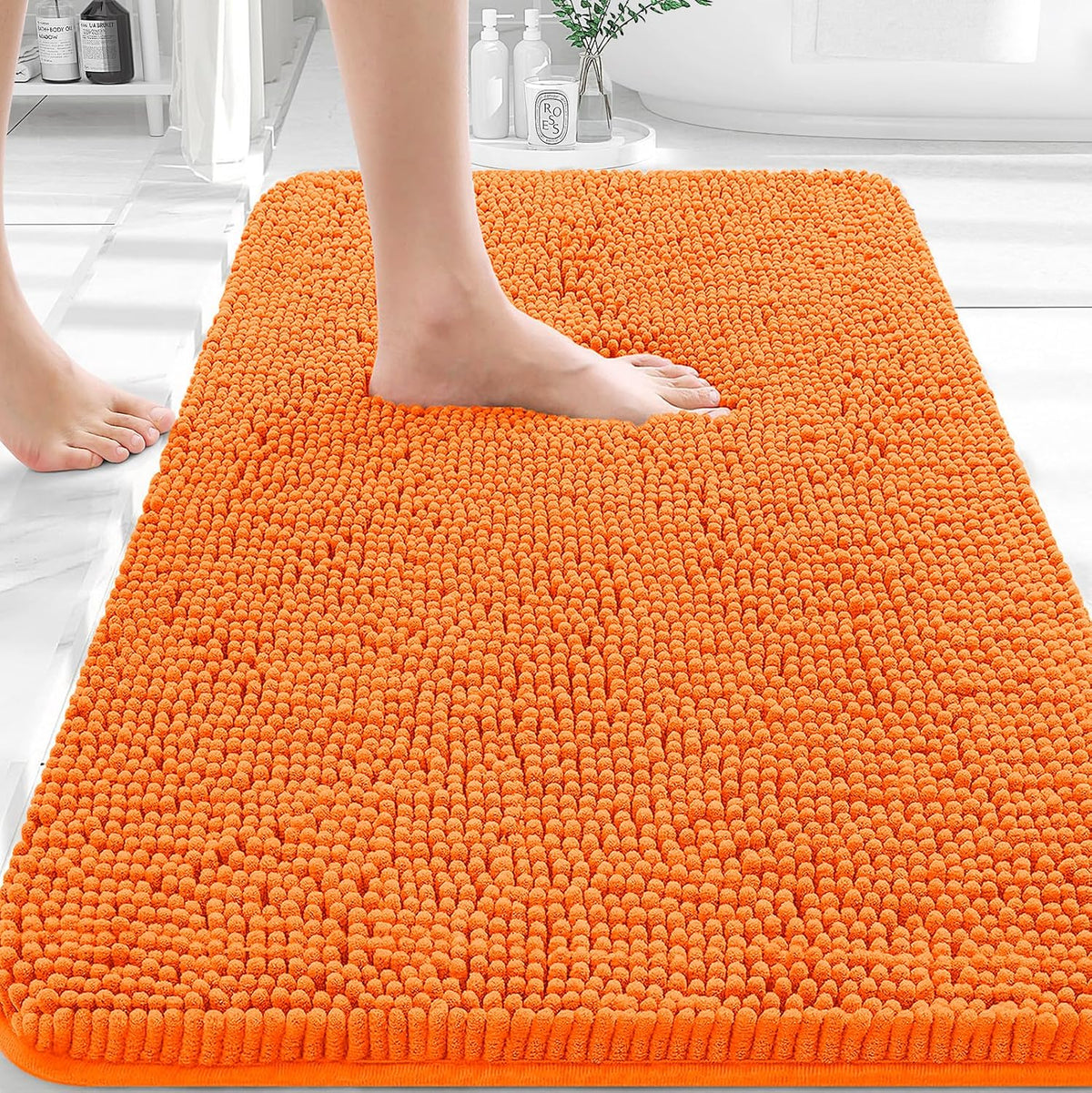 OLANLY Toilet Rugs U-Shaped 20x20,, Soft Absorbent Chenille Contour Rugs