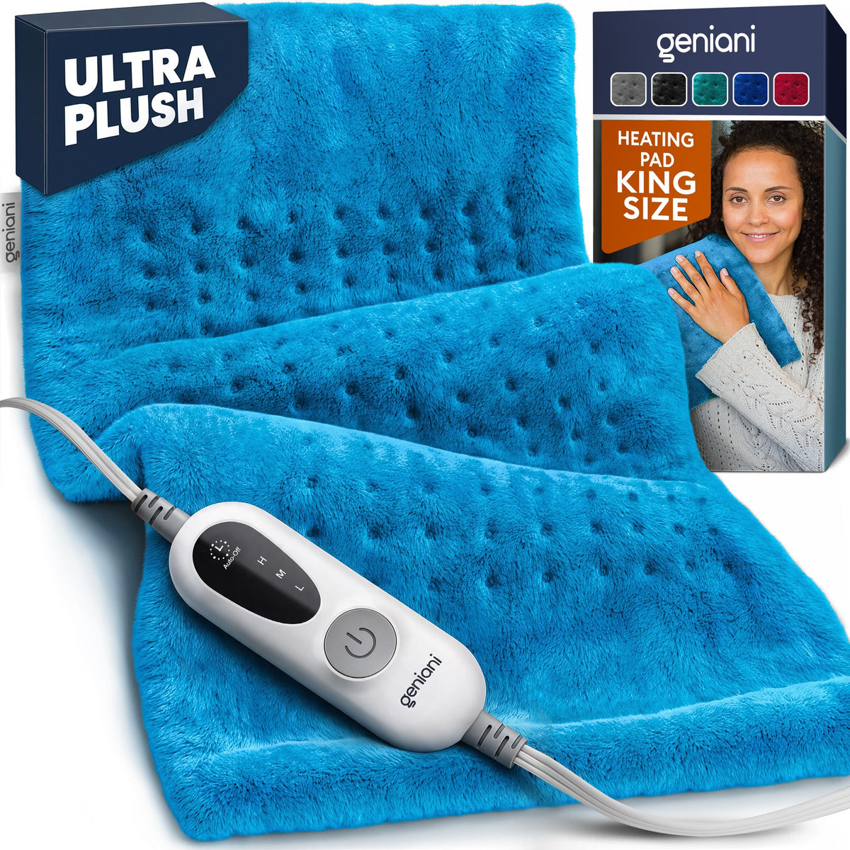 GENIANI XXL Heating Pad for Back Pain & Menstrual Pain Relief, Electric Throw Auto Shut Off,