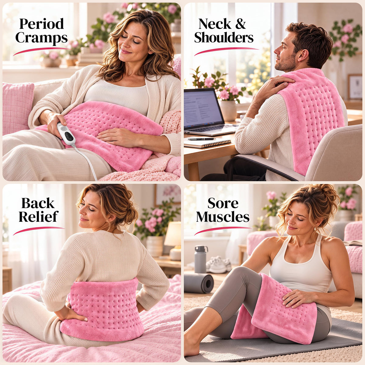 GENIANI XXL Heating Pad for Back Pain & Menstrual Pain Relief, Electric Throw Auto Shut Off,