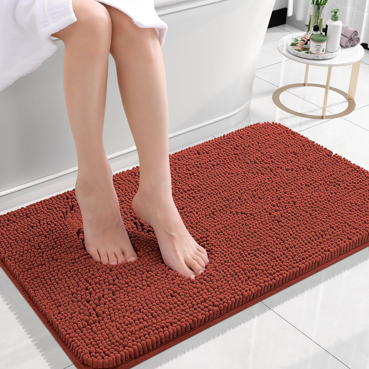 OLANLY Toilet Rugs U-Shaped 20x20,, Soft Absorbent Chenille Contour Rugs