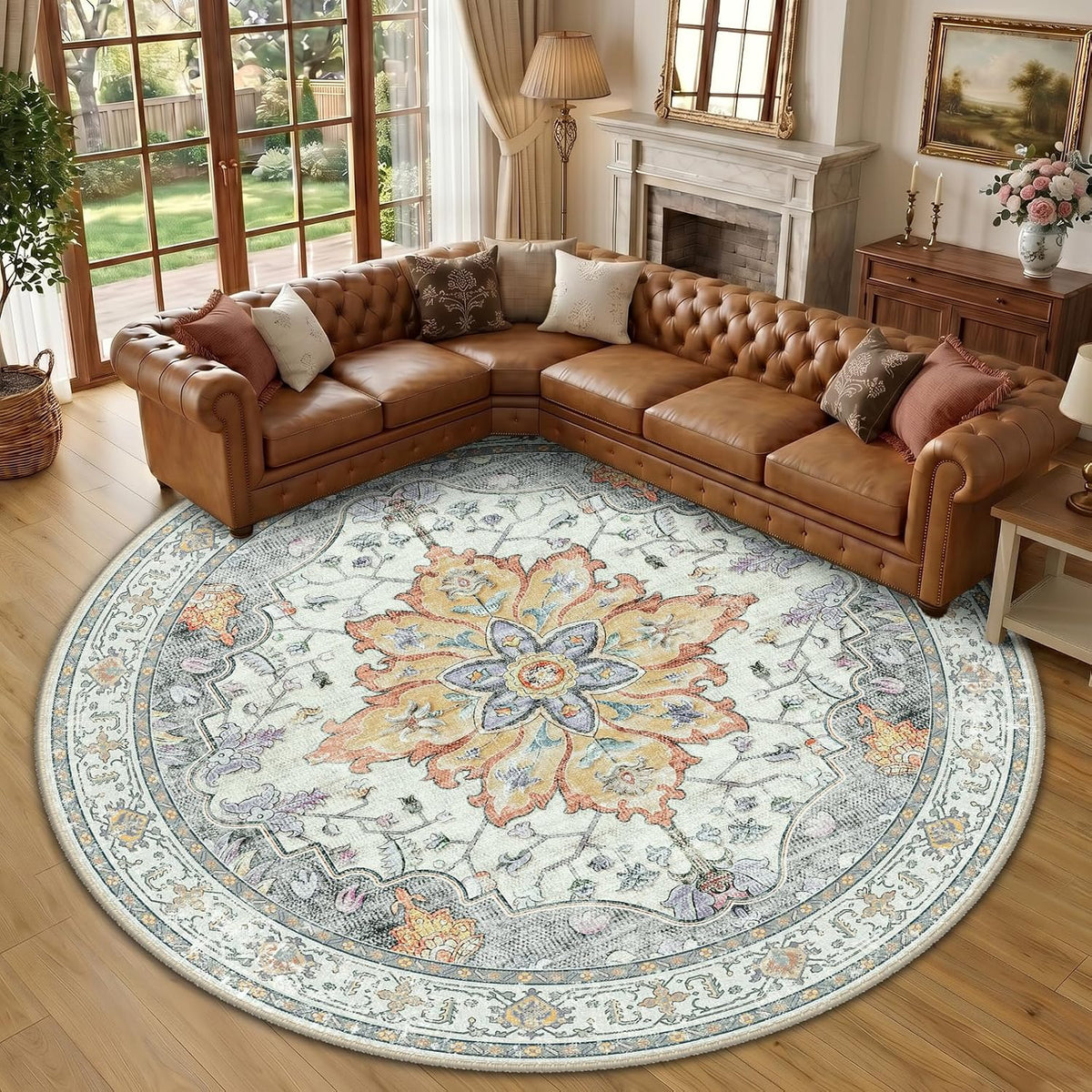 RELEANY Washable Area Rug, Small 2'x3', Teal Green/White/Navy