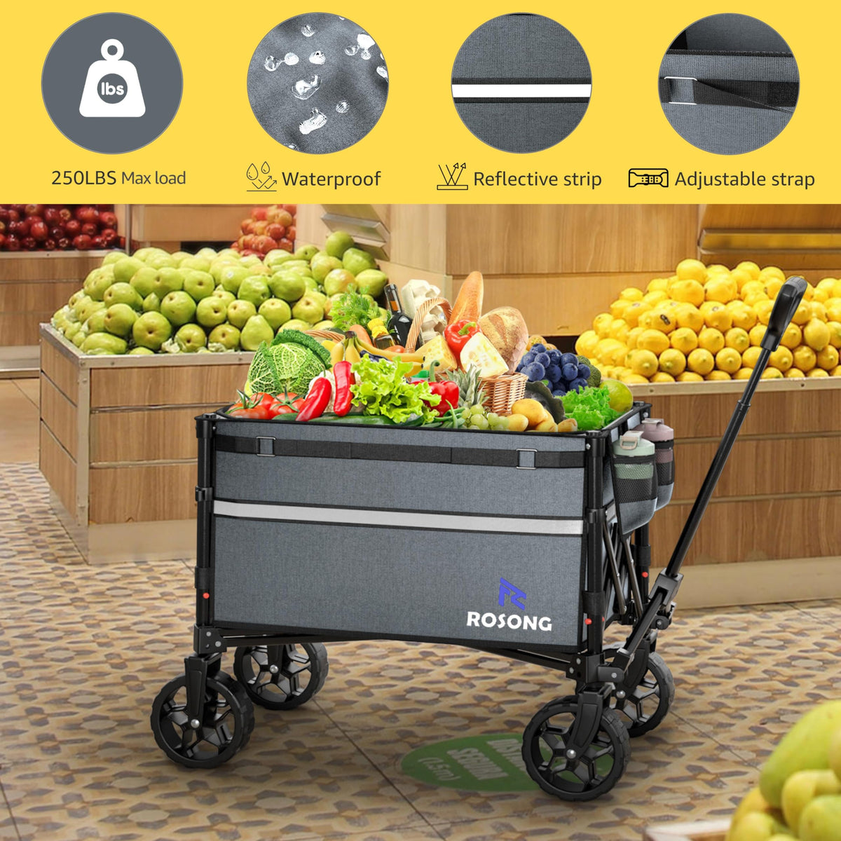 ROSONG Collapsible Wagon Cart with Wheels Foldable - Folding Utility Heavy Duty Wagons Carts for Grocery Sports Garden Shopping Camping Wheelbarrows (Pink, 120L) Father Jim Norris notebooks