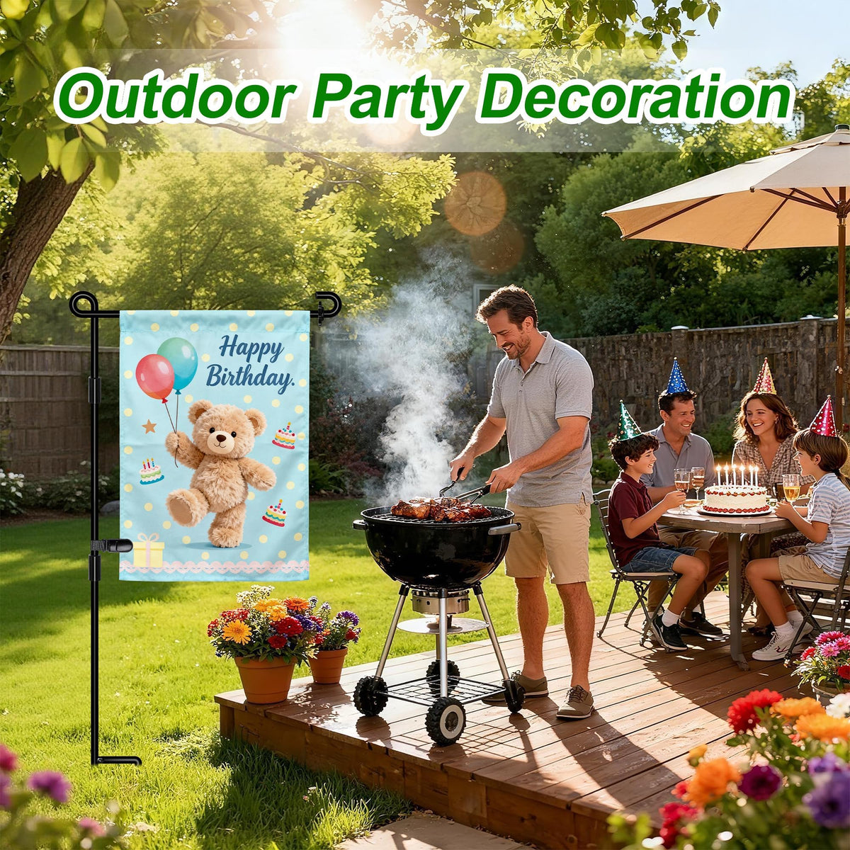 HOOSUN Garden Flag Stand,Premium Garden Flag Holder Pole Metal Powder-Coated Weather-Proof Paint with Graden Flag Clip and Spring Stoppers Without Flag Garden Decorations Father Jim Norris notebooks