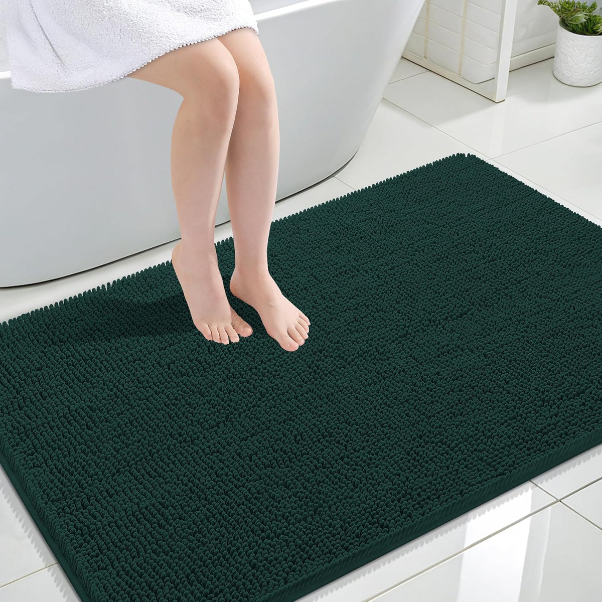 OLANLY Toilet Rugs U-Shaped 20x20,, Soft Absorbent Chenille Contour Rugs