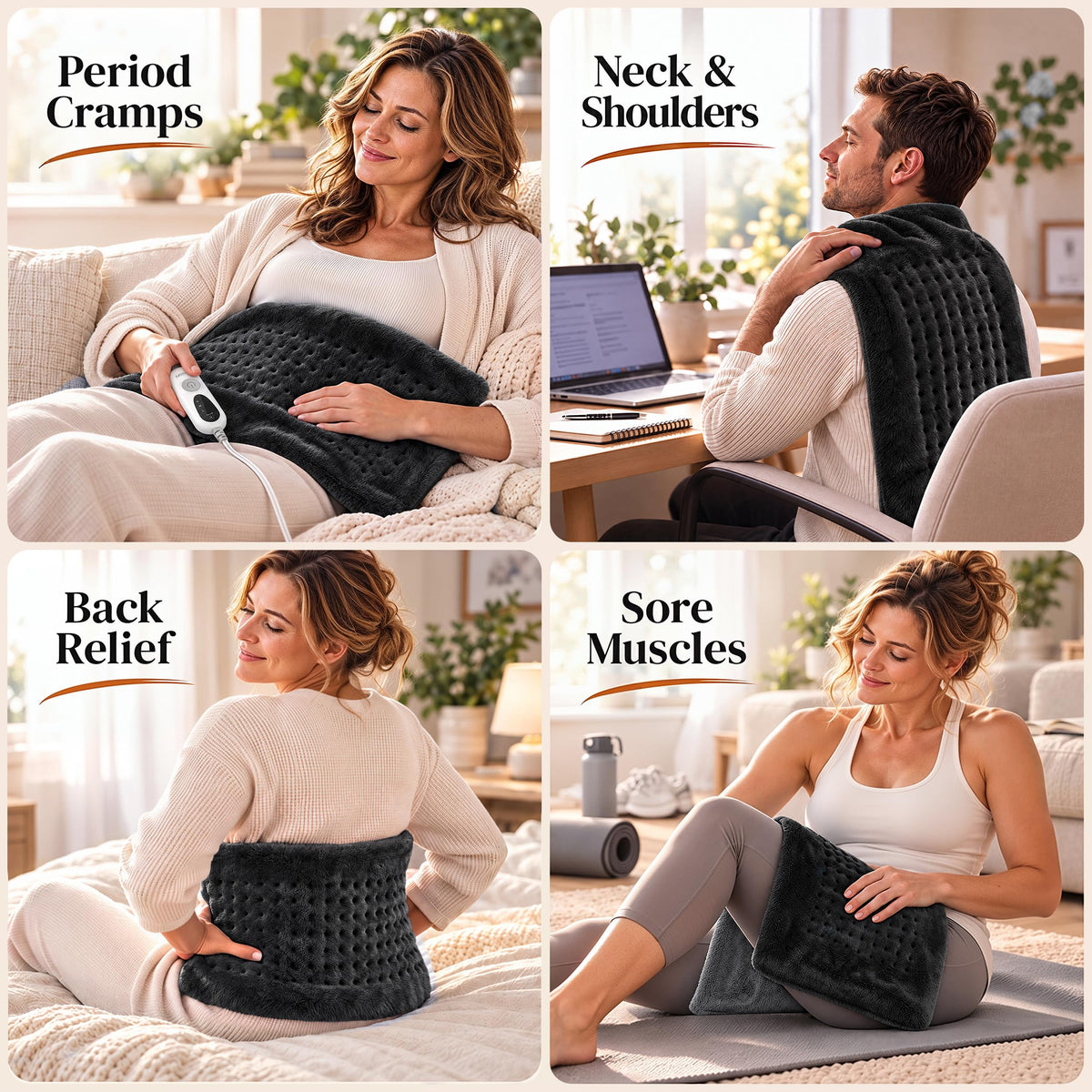 GENIANI XXL Heating Pad for Back Pain & Menstrual Pain Relief, Electric Throw Auto Shut Off,