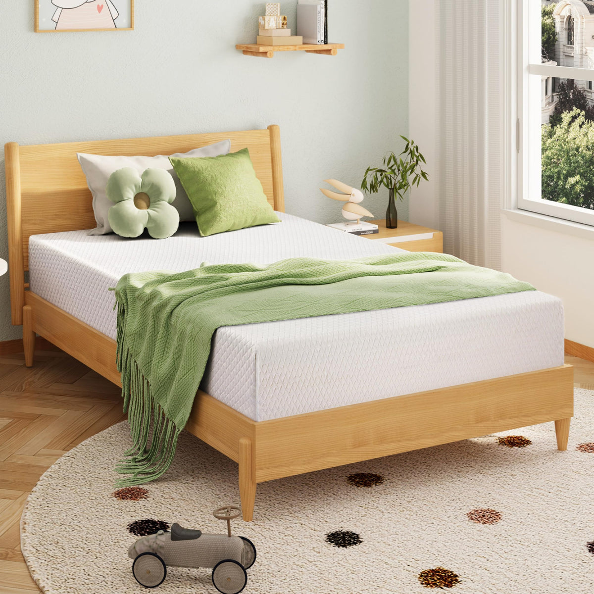 EGOHOME Full Size Memory Foam Mattress 8 Inch, Green Tea, Medium Firm