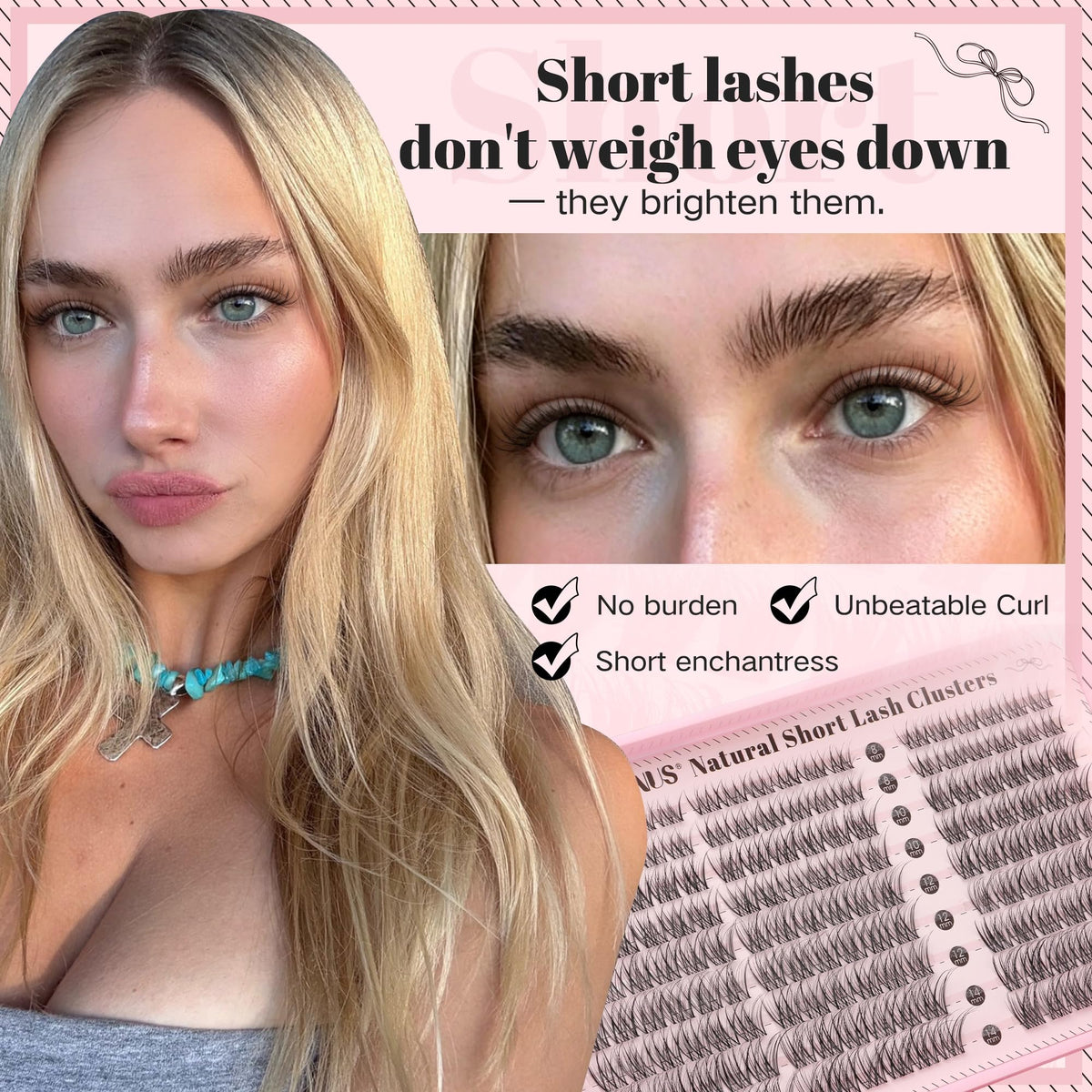Goddvenus Lash Clusters Kit 9-14mm Wispy Eyelash Clusters Lashes Natural DIY Lash Extension Kit Short Cluster Eyelash Extensions Kit 300pcs C Curl Individual Lashes Cluster Eyelash (With Tweezers)
