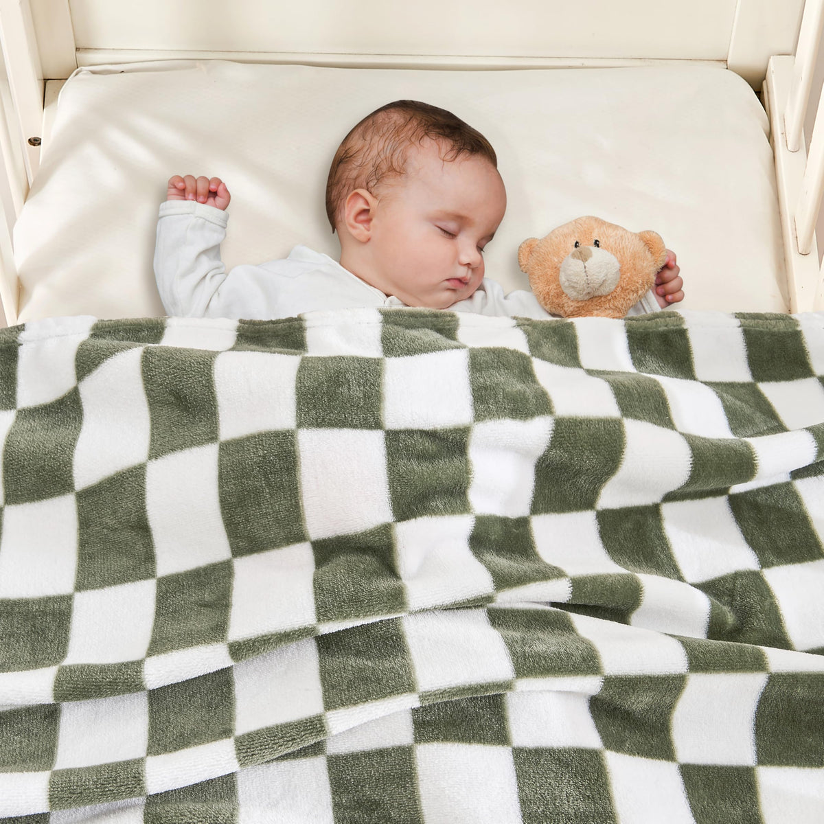 Yurhap Checkered Baby Blanket Fleece Baby Blankets for Boys, Ultra Soft Cozy Fluffy Infant Toddler Newborn Receiving Blankets for Crib Stroller, 30''x40'', Blue