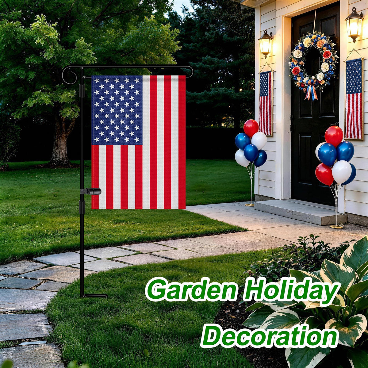 HOOSUN Garden Flag Stand,Premium Garden Flag Holder Pole Metal Powder-Coated Weather-Proof Paint with Graden Flag Clip and Spring Stoppers Without Flag Garden Decorations Father Jim Norris notebooks