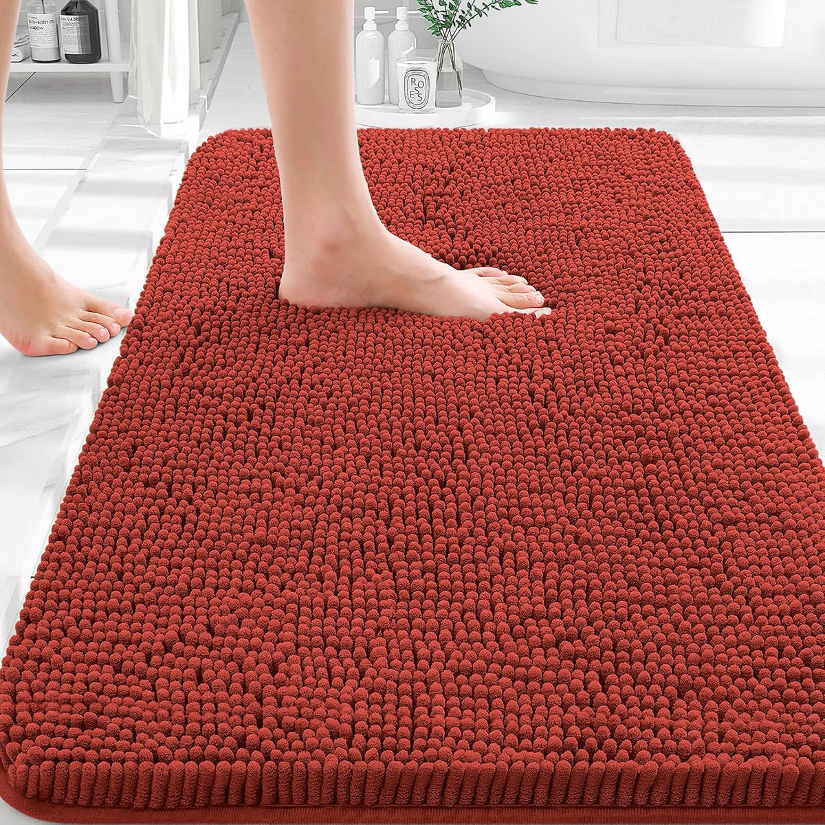 OLANLY Toilet Rugs U-Shaped 20x20,, Soft Absorbent Chenille Contour Rugs