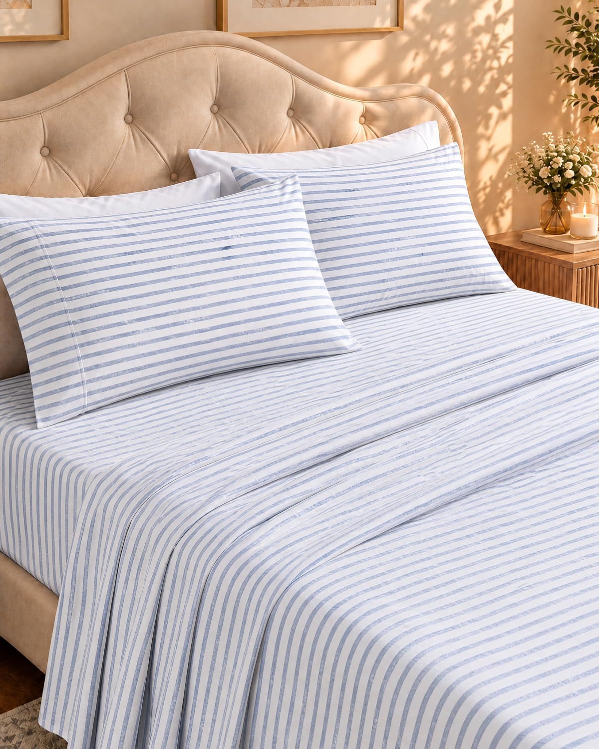 Queen Sheets Set, 4 Pieces 16" Deep Pocket Hotel Luxury Bed Sheets, Grey