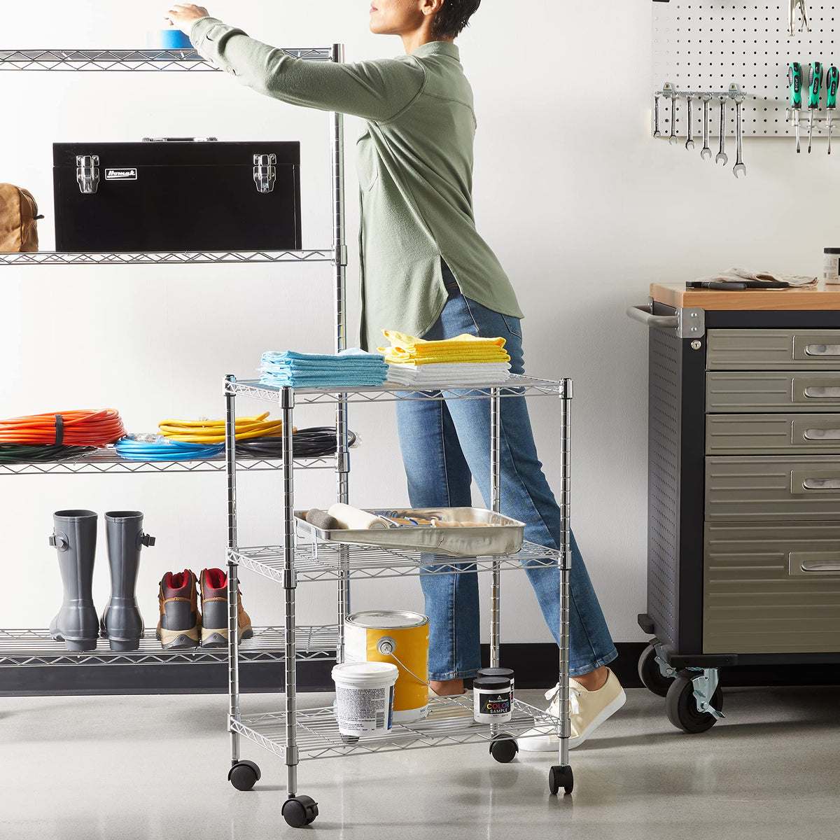 Amazon Basics 5-Shelf Adjustable Heavy Duty Steel Wire Storage Shelves for Garage