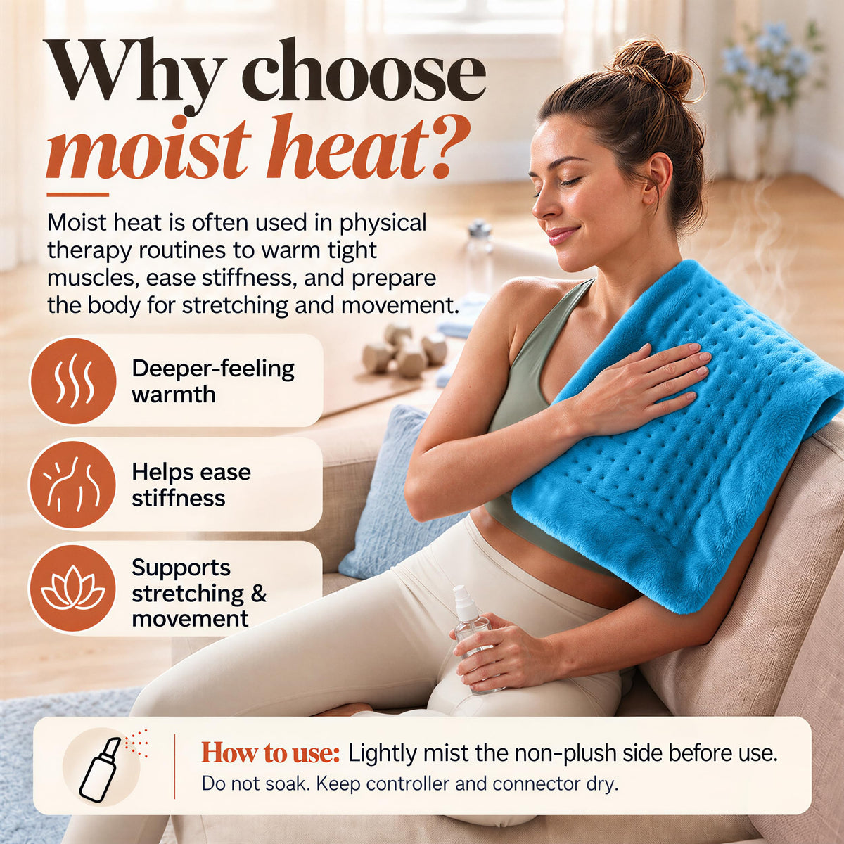 GENIANI XXL Heating Pad for Back Pain & Menstrual Pain Relief, Electric Throw Auto Shut Off,