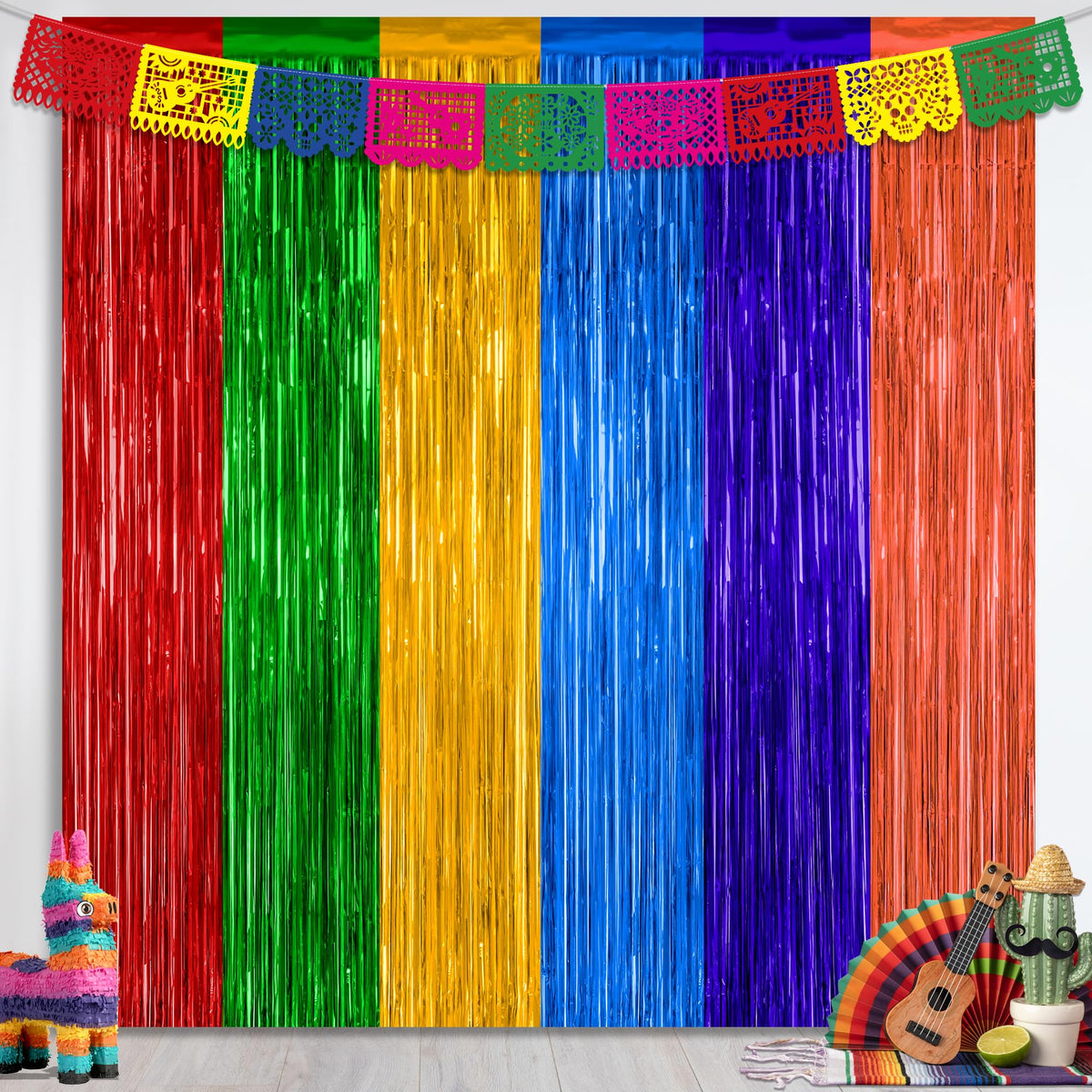 2 Pack Pink Party Decorations, 3.28 FT x 7.05 FT Pink Backdrop, Metallic Tinsel Backdrop Fringe Curtains Backdrop Curtains, Photo Backdrop Party Supplies Birthday Party Decorationsay Party Decorations