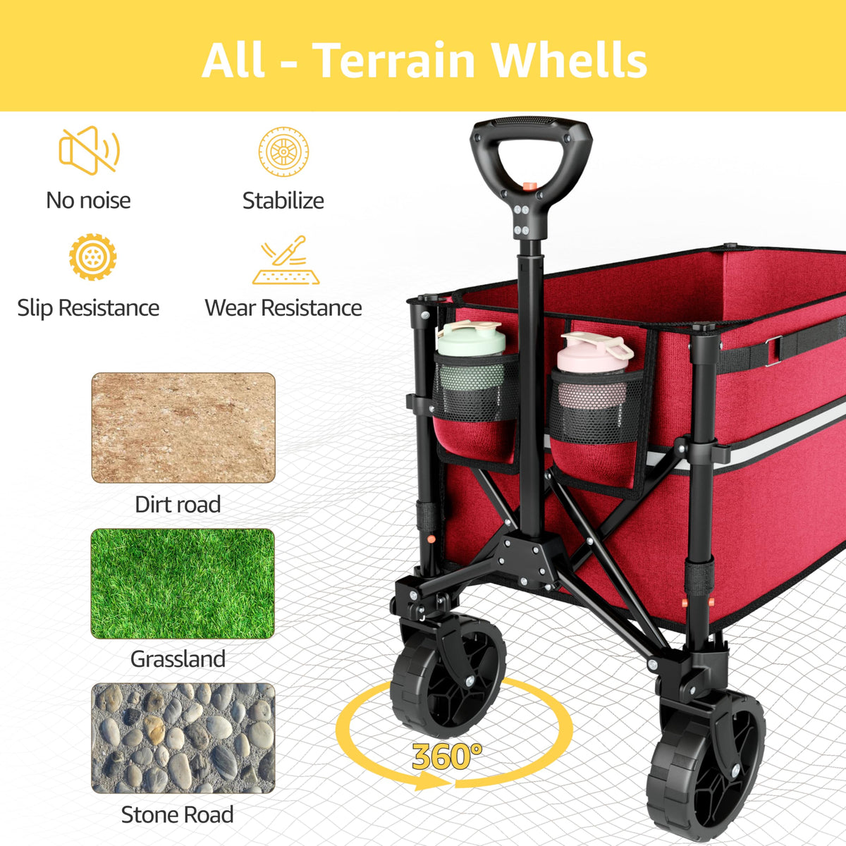 ROSONG Collapsible Wagon Cart with Wheels Foldable - Folding Utility Heavy Duty Wagons Carts for Grocery Sports Garden Shopping Camping Wheelbarrows (Pink, 120L) Father Jim Norris notebooks