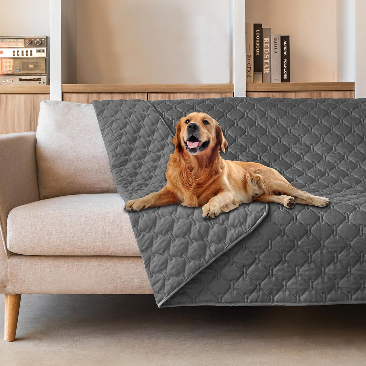 gogobunny Waterproof Pet Blanket for Bed, Washable Couch Cover for Dog Cat