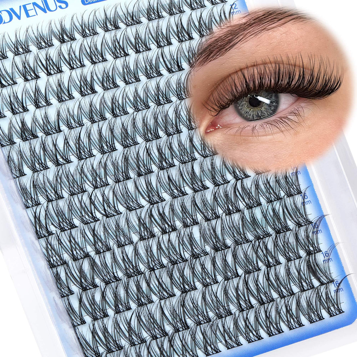 Goddvenus Lash Clusters Kit 9-14mm Wispy Eyelash Clusters Lashes Natural DIY Lash Extension Kit Short Cluster Eyelash Extensions Kit 300pcs C Curl Individual Lashes Cluster Eyelash (With Tweezers)