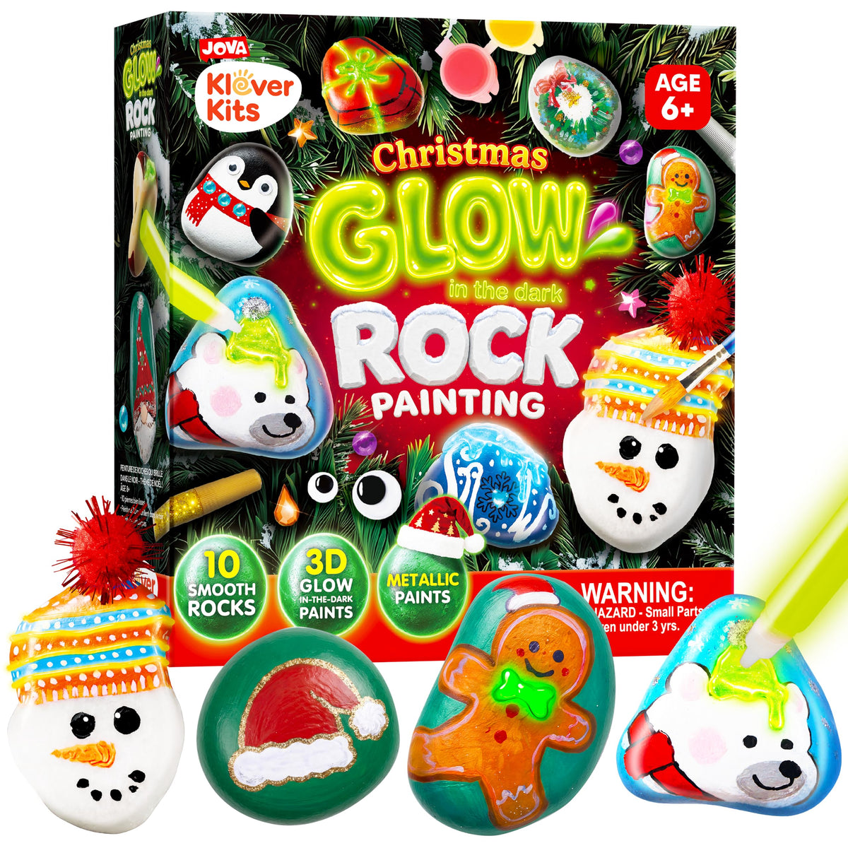 Rock Painting Kit- Glow in The Dark Rock Kit, Arts and Crafts for Kids Ages 6-12, Art Supplies Toy, Kids Craft Paint Kits, Arts & Crafts for Boys Girls Birthday Party Gift Toy