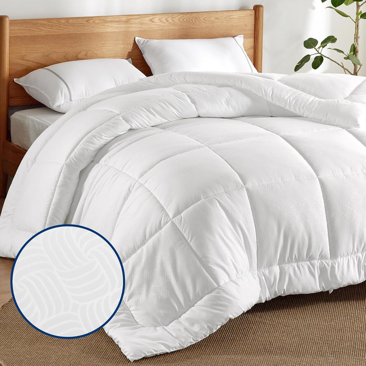 Bedsure Comforter Duvet Insert - Quilted Comforters King Size, All Season Duvet, GentleSoft Down Alternative Bedding, with 8 Tabs, Gifts for Women/Men, Light Spa Blue, King 90 x 102 Inches