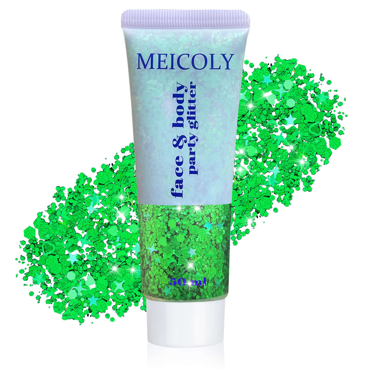 Clear White Face Body Glitter Gel, Halloween Mermaid Fairy Hair Glitter Makeup for Kids
