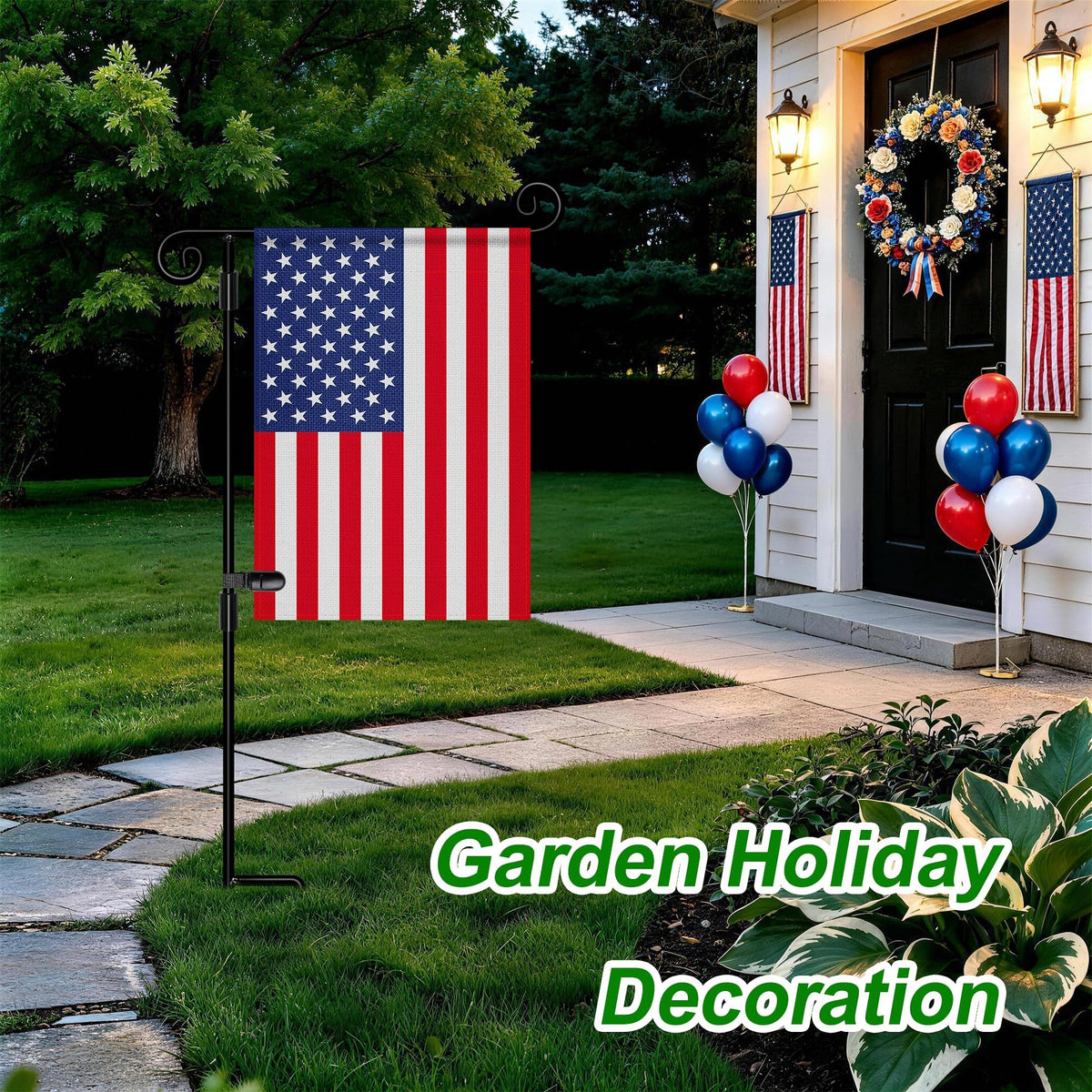 HOOSUN Garden Flag Stand,Premium Garden Flag Holder Pole Metal Powder-Coated Weather-Proof Paint with Graden Flag Clip and Spring Stoppers Without Flag Garden Decorations Father Jim Norris notebooks