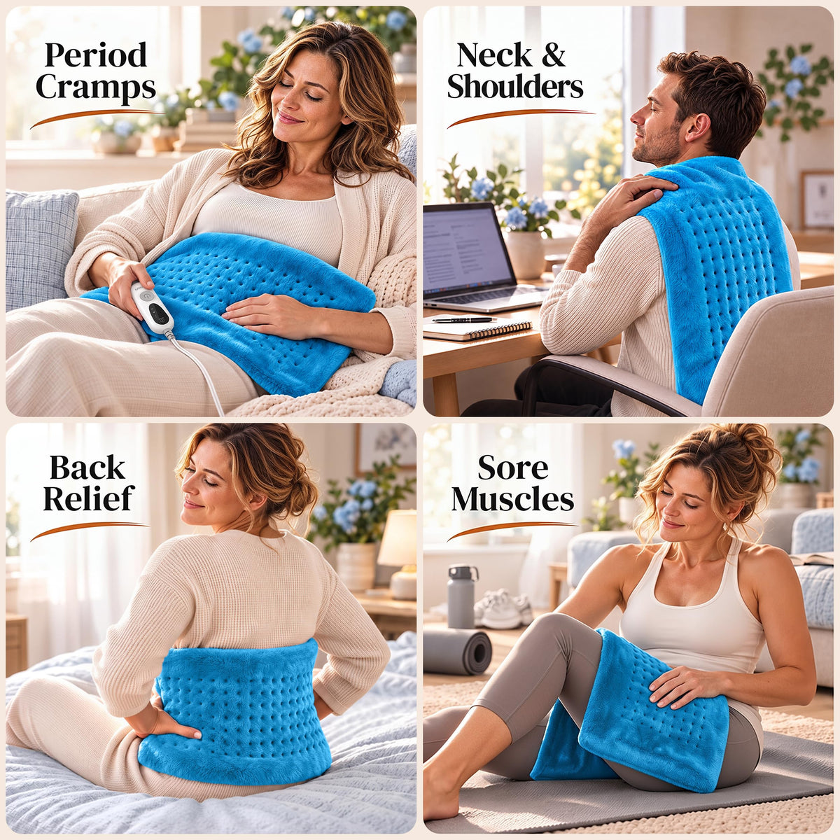 GENIANI XXL Heating Pad for Back Pain & Menstrual Pain Relief, Electric Throw Auto Shut Off,