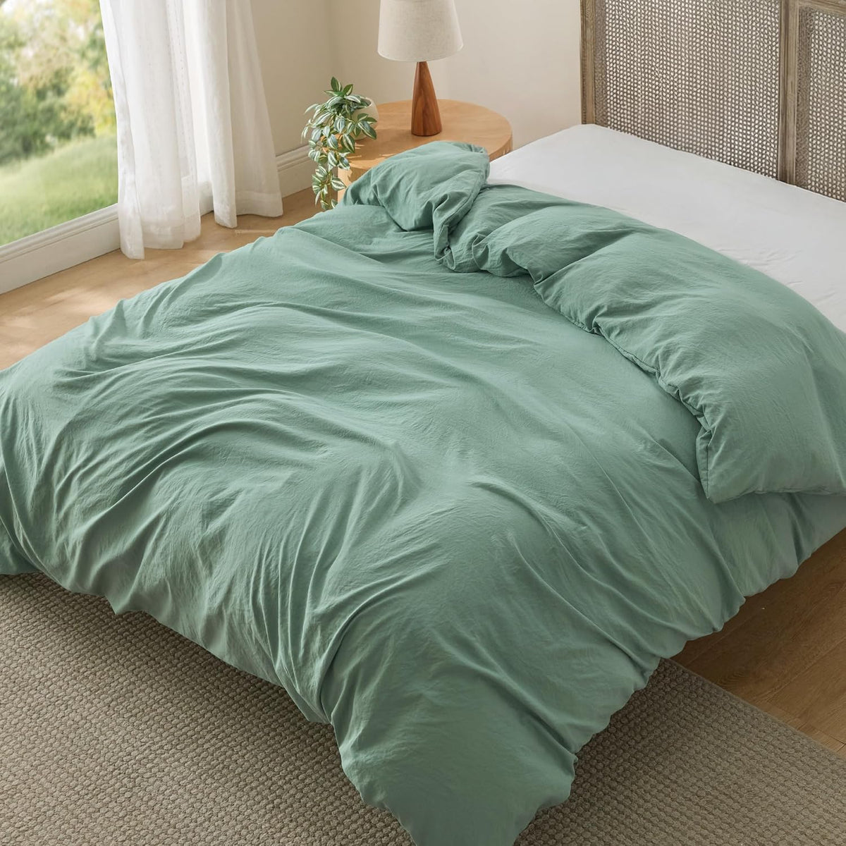 Bedsure Skipper Blue Duvet Cover Queen Size - 3 Pieces Prewashed Cotton-Like Polyester Extra Soft Bedding Set, Includes 1 Duvet Cover 90x90 Inches with Zipper Closure & 2 Pillow Shams, No Comforter