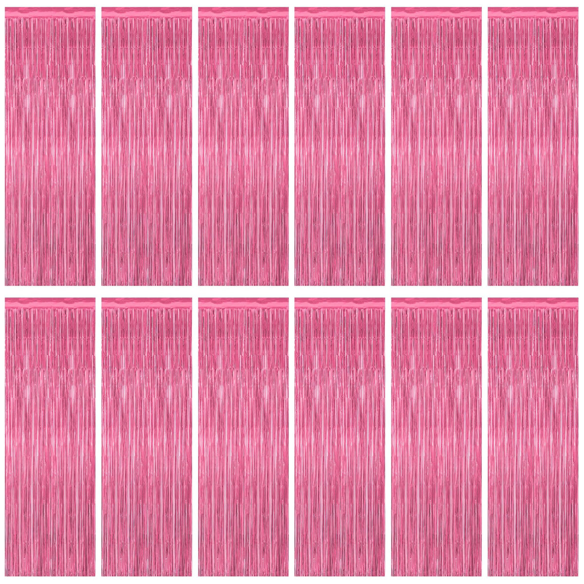 2 Pack Pink Party Decorations, 3.28 FT x 7.05 FT Pink Backdrop, Metallic Tinsel Backdrop Fringe Curtains Backdrop Curtains, Photo Backdrop Party Supplies Birthday Party Decorationsay Party Decorations