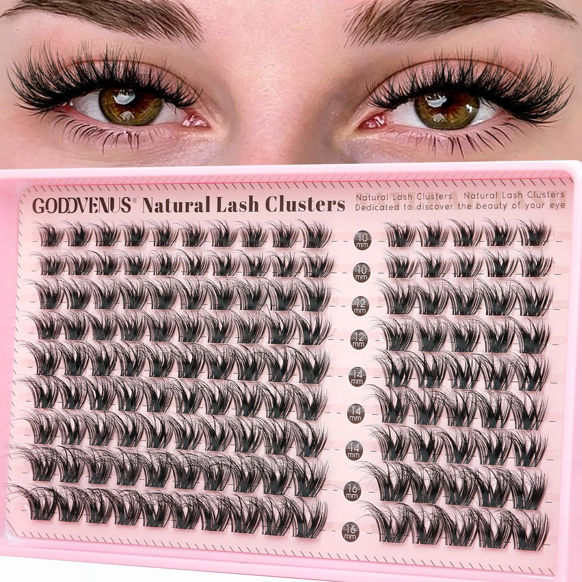 Goddvenus Lash Clusters Kit 9-14mm Wispy Eyelash Clusters Lashes Natural DIY Lash Extension Kit Short Cluster Eyelash Extensions Kit 300pcs C Curl Individual Lashes Cluster Eyelash (With Tweezers)