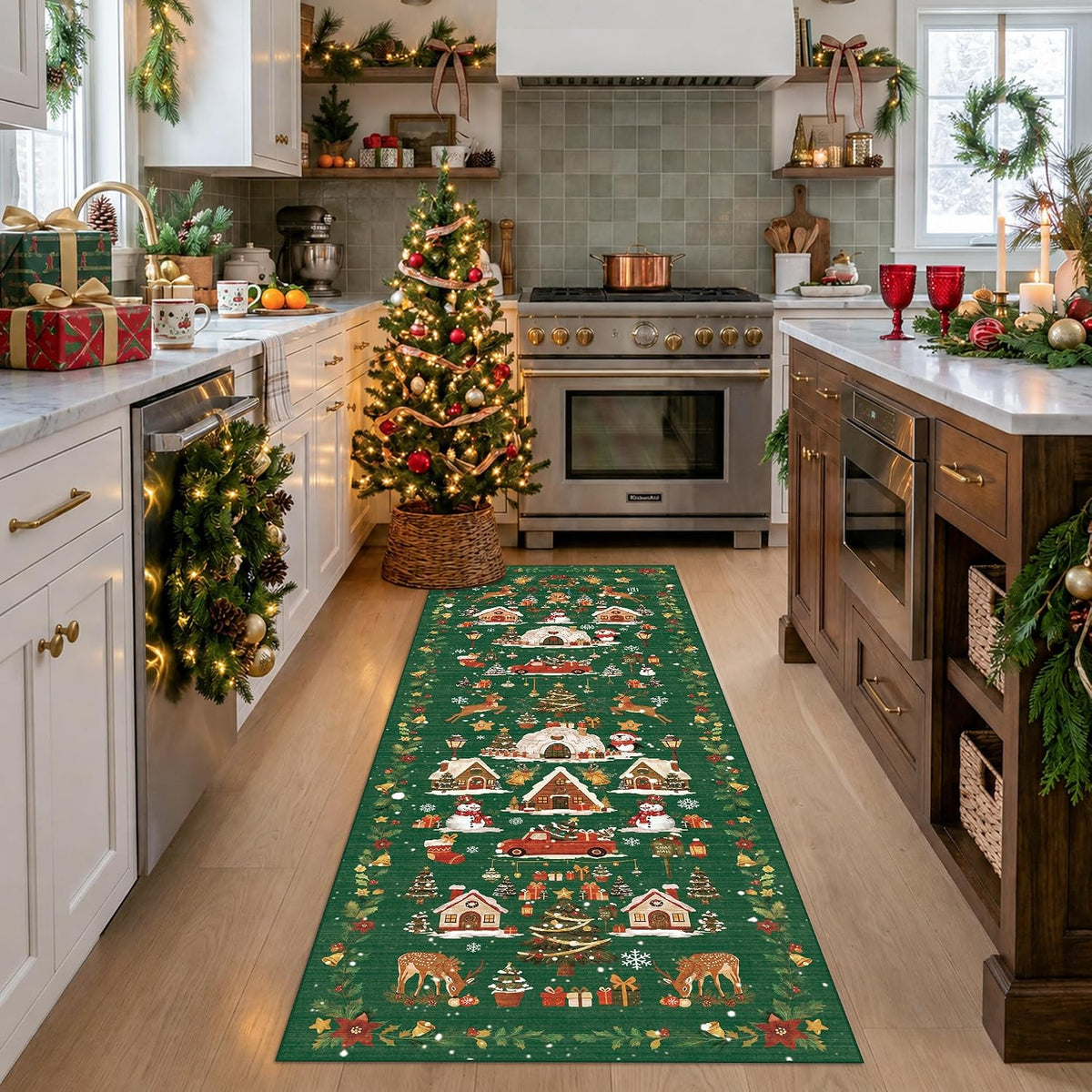 Hallway Washable Runner Rug - 3x10 Kitchen Rugs Entryway Rug Runner Vintage Soft Floor Mat Non Slip Indoor Farmhouse Carpet for Bathroom Living Room Bedroom (3 X 10, Beige)