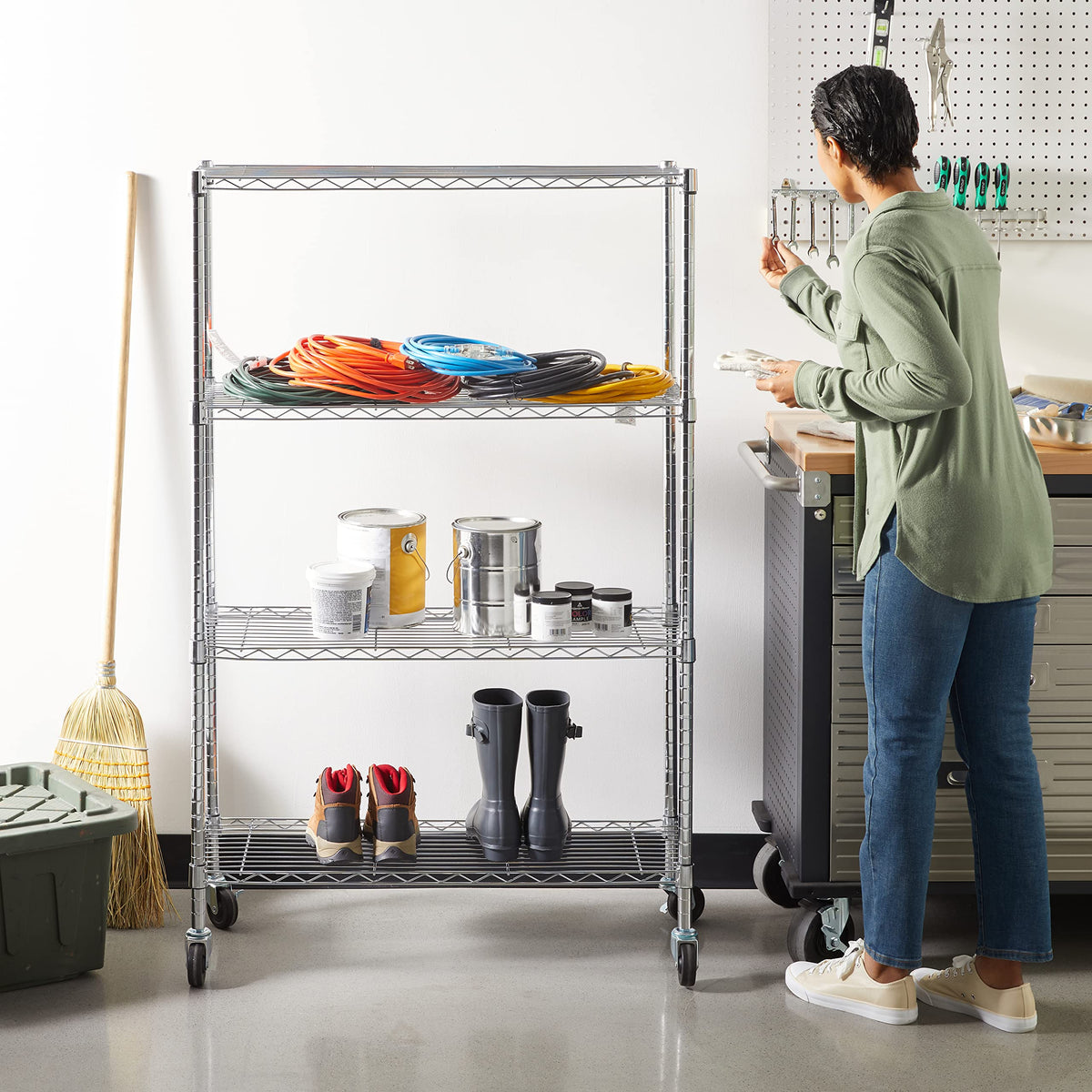 Amazon Basics 5-Shelf Adjustable Heavy Duty Steel Wire Storage Shelves for Garage