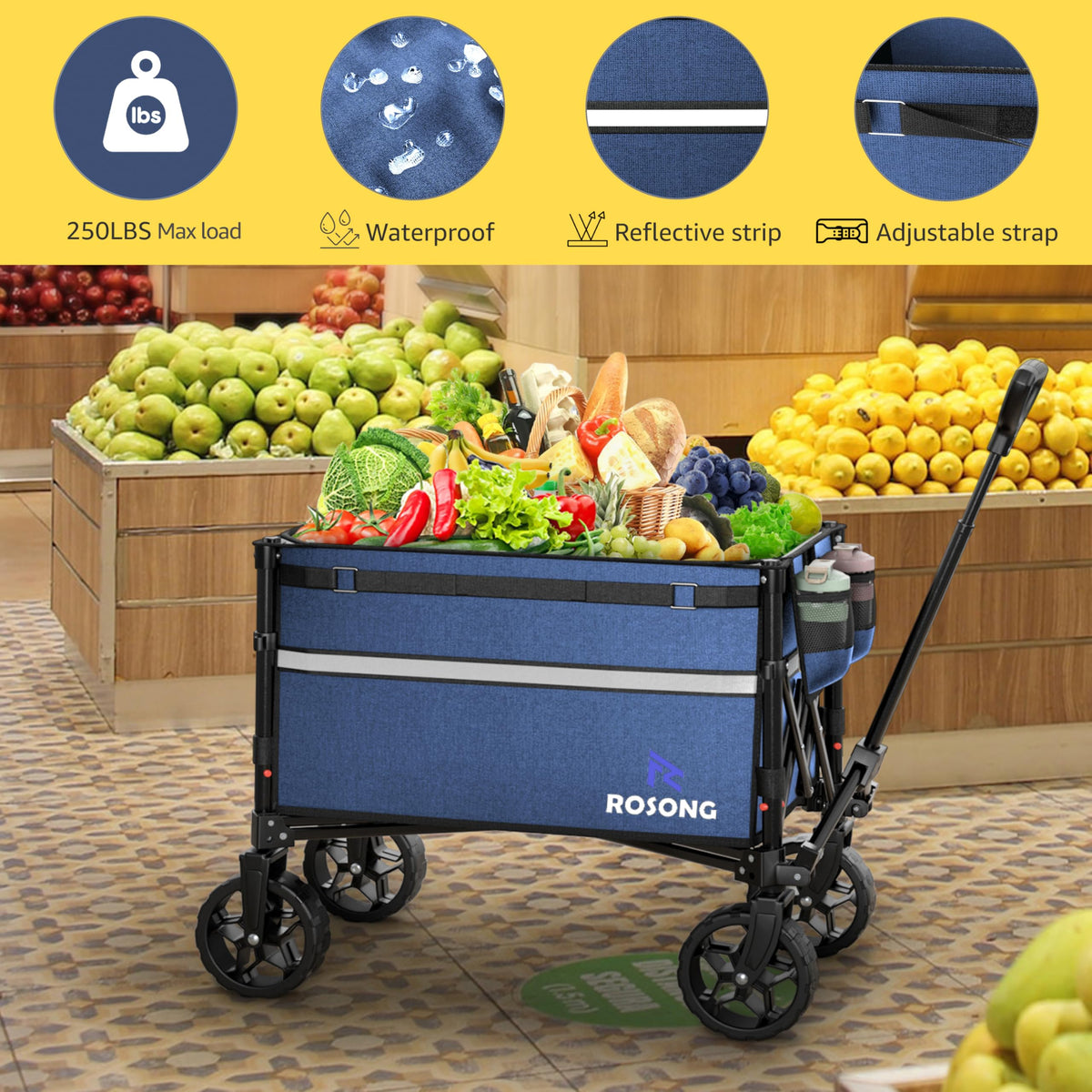ROSONG Collapsible Wagon Cart with Wheels Foldable - Folding Utility Heavy Duty Wagons Carts for Grocery Sports Garden Shopping Camping Wheelbarrows (Pink, 120L) Father Jim Norris notebooks