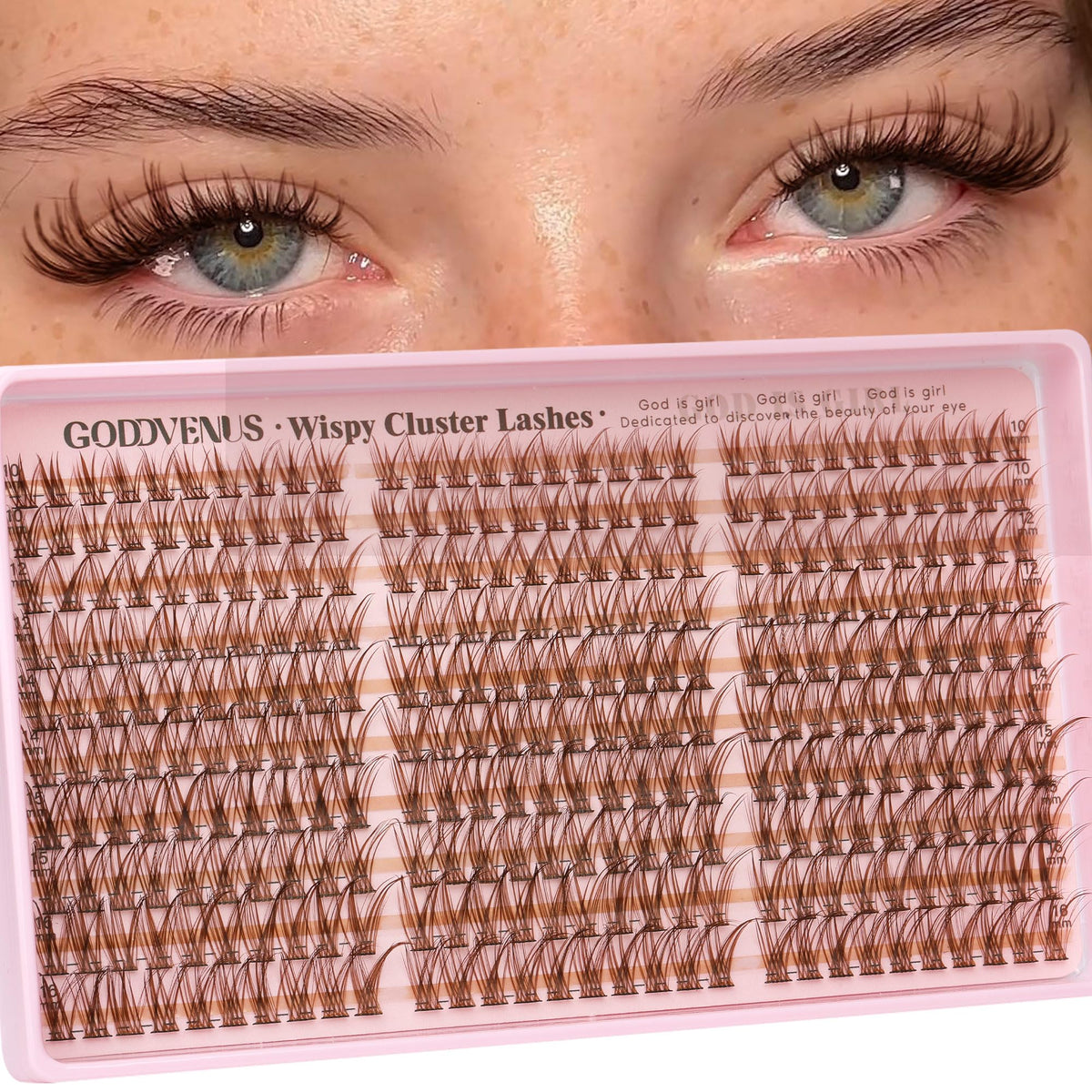 Goddvenus Lash Clusters Kit 9-14mm Wispy Eyelash Clusters Lashes Natural DIY Lash Extension Kit Short Cluster Eyelash Extensions Kit 300pcs C Curl Individual Lashes Cluster Eyelash (With Tweezers)
