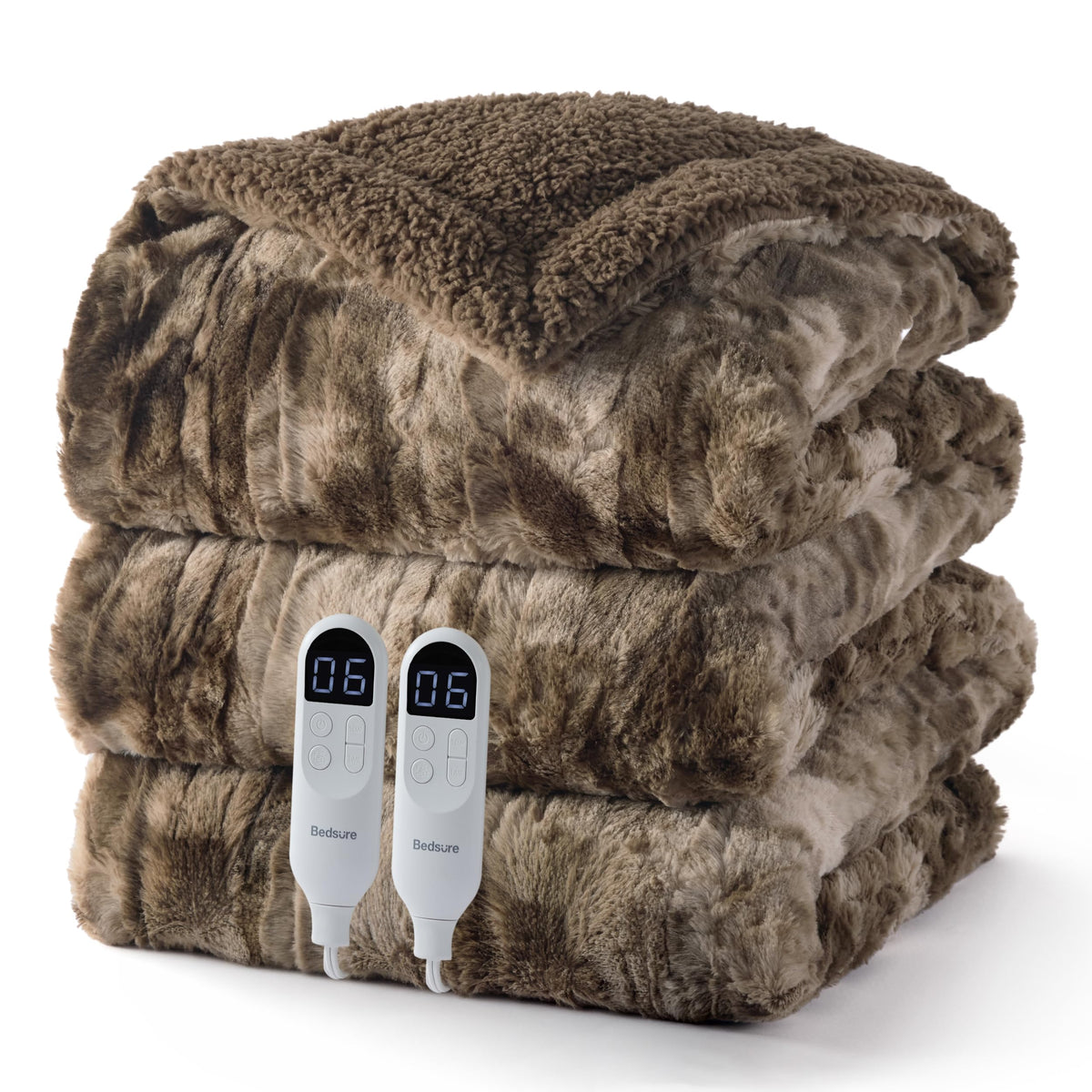 Bedsure Electric Blanket Twin with Preheat Function - Soft Flannel Heated Blanket Twin Size, Fast Heating with 6 Time Settings (Up to 10H) & 6 Heat Settings, Gifts for Grandma (62x84 inches, Grey)