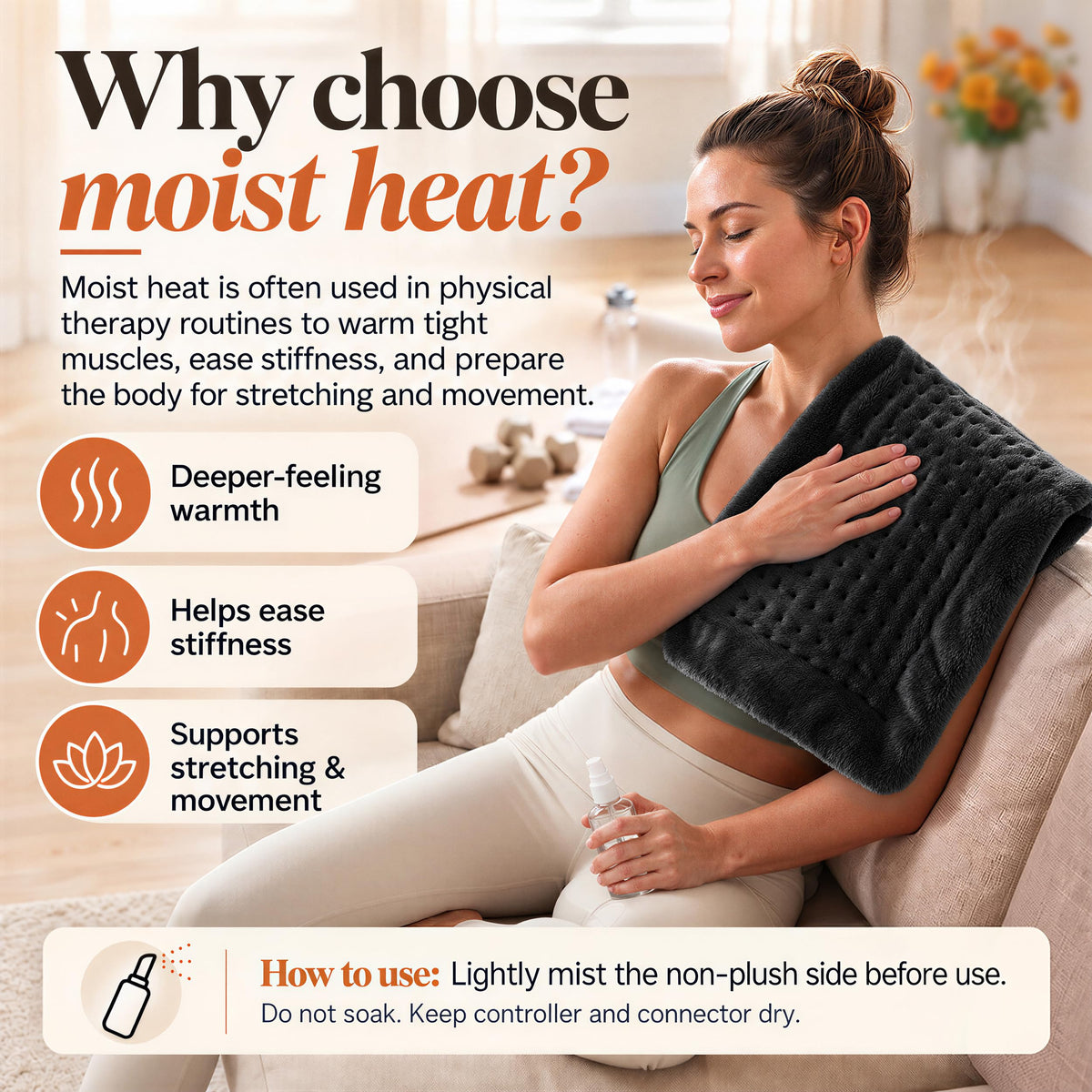 GENIANI XXL Heating Pad for Back Pain & Menstrual Pain Relief, Electric Throw Auto Shut Off,