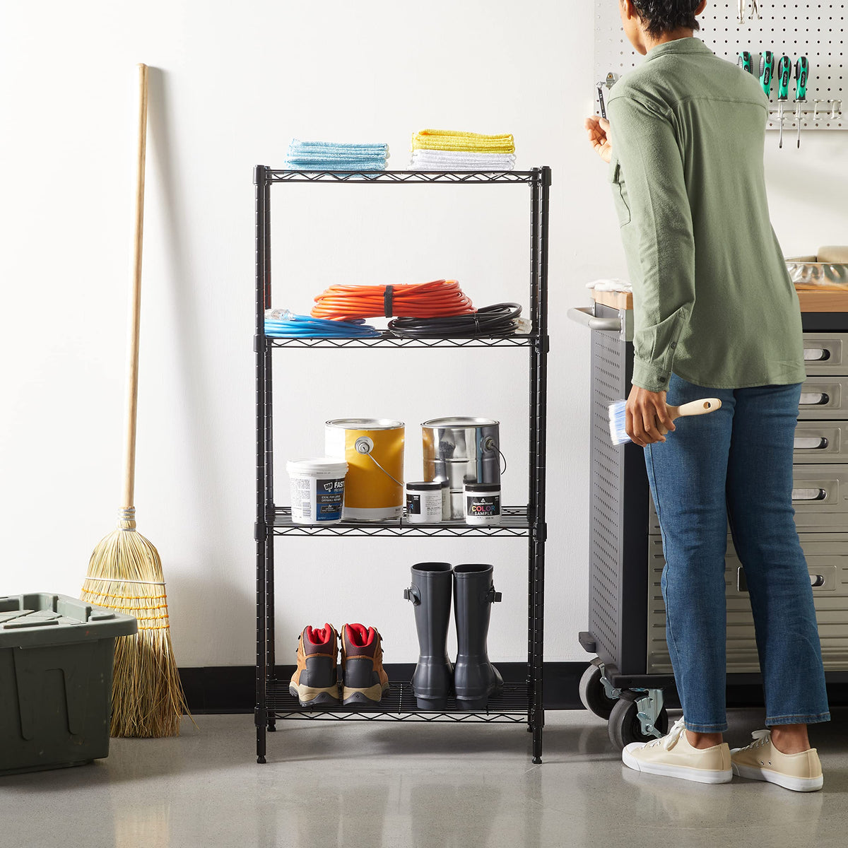 Amazon Basics 5-Shelf Adjustable Heavy Duty Steel Wire Storage Shelves for Garage