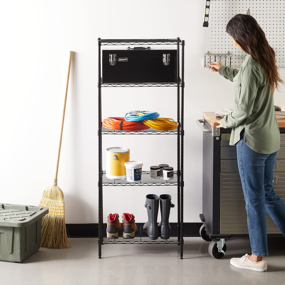 Amazon Basics 5-Shelf Adjustable Heavy Duty Steel Wire Storage Shelves for Garage