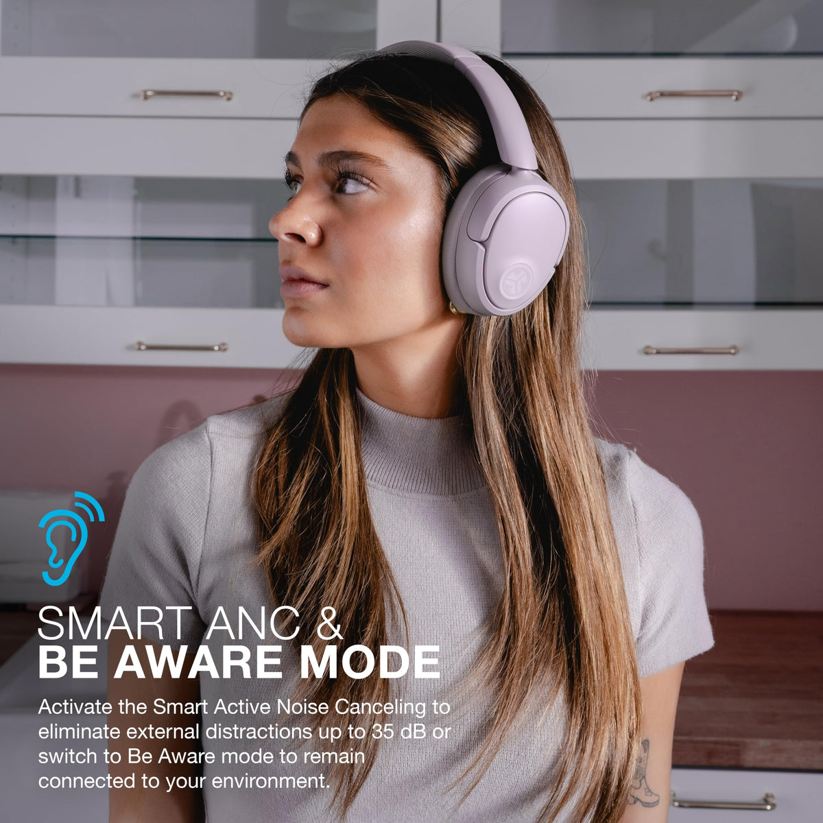 JLab JBuds Lux ANC Wireless Over-Ear Headphones, Limited Edition Navy Father Jim Norris notebooks