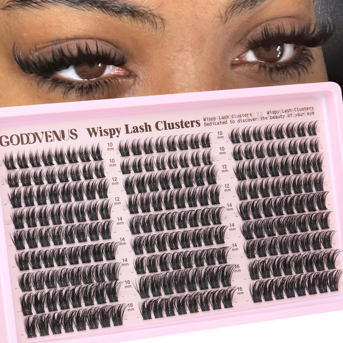 Goddvenus Lash Clusters Kit 9-14mm Wispy Eyelash Clusters Lashes Natural DIY Lash Extension Kit Short Cluster Eyelash Extensions Kit 300pcs C Curl Individual Lashes Cluster Eyelash (With Tweezers)