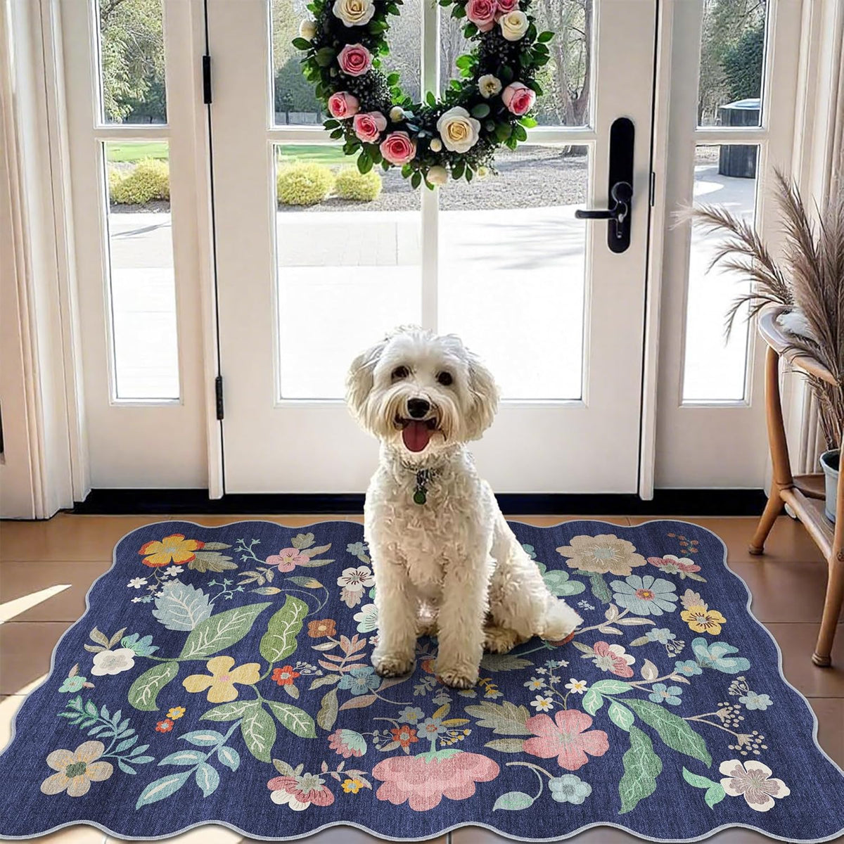 Hallway Washable Runner Rug - 3x10 Kitchen Rugs Entryway Rug Runner Vintage Soft Floor Mat Non Slip Indoor Farmhouse Carpet for Bathroom Living Room Bedroom (3 X 10, Beige)