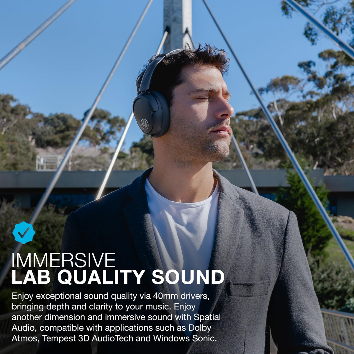JLab JBuds Lux ANC Wireless Over-Ear Headphones, Limited Edition Navy Father Jim Norris notebooks