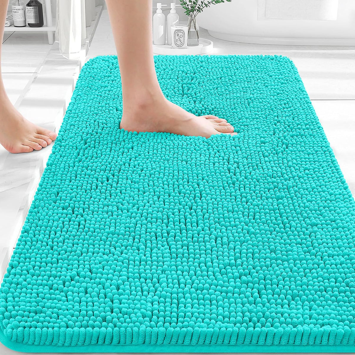 OLANLY Toilet Rugs U-Shaped 20x20,, Soft Absorbent Chenille Contour Rugs
