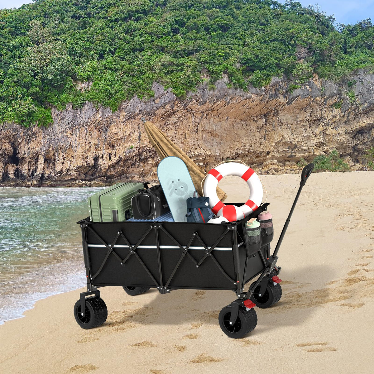 ROSONG Collapsible Wagon Cart with Wheels Foldable - Folding Utility Heavy Duty Wagons Carts for Grocery Sports Garden Shopping Camping Wheelbarrows (Pink, 120L) Father Jim Norris notebooks