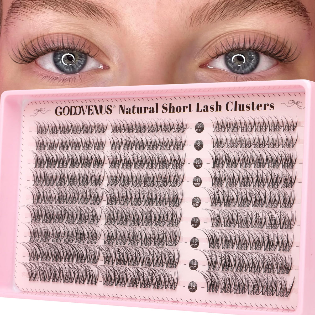 Goddvenus Lash Clusters Kit 9-14mm Wispy Eyelash Clusters Lashes Natural DIY Lash Extension Kit Short Cluster Eyelash Extensions Kit 300pcs C Curl Individual Lashes Cluster Eyelash (With Tweezers)