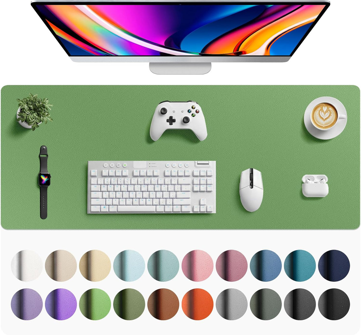 Aothia Non-Slip Waterproof PU Leather Desk Pad Protector for Mouse, Writing Desk, Office, Home, Laptop Blotter, 23.6" x 13.7", Black Father Jim Norris notebooks