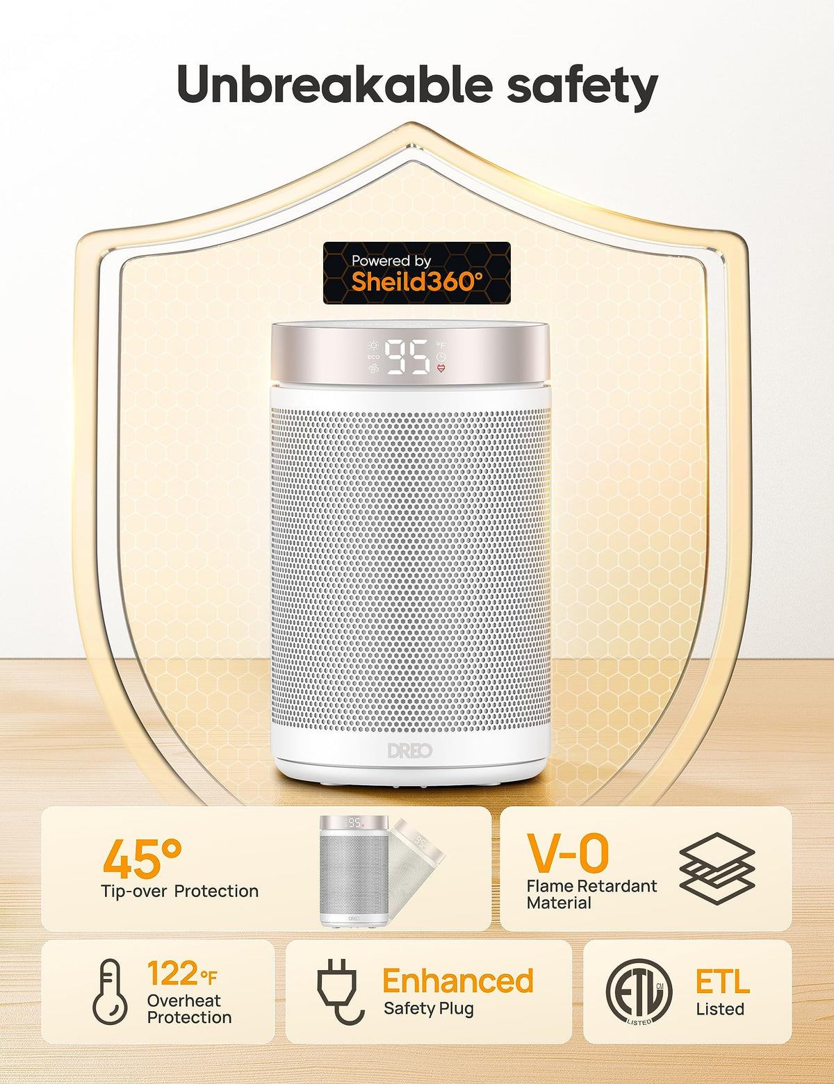 DREO Space Heater, Portable Electric Heaters for Indoor Use with Thermostat